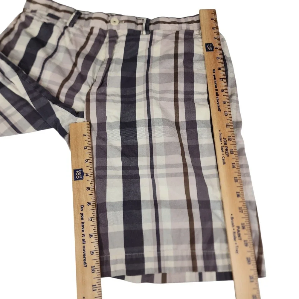 Banana Republic Short sz 34 Men Bermuda Plaid Gray Brown 10.5
